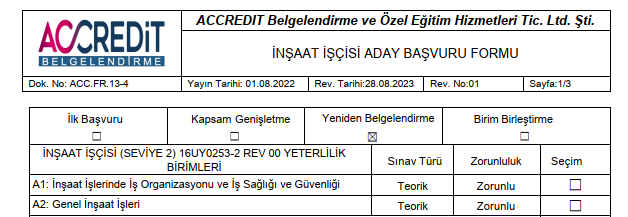 İnşaat İşçisi Aday Başvuru Programı